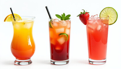 Vibrant Summer Cocktails Displayed with Refreshing Fruits and Colorful Beverages