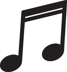 Black and white musical note icon simple design element for music themes