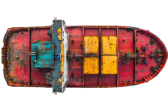 Container cargo ship isolated on white background