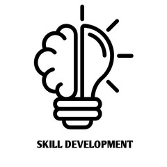 Skill development editable stroke outline icon isolated on white background flat vector illustration, black outline, Pixel perfect