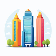Fototapeta premium modern buildings in simple and clean geometric forms and vibrant colors