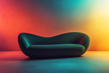 sofa with a matte finish, placed against a moody gradient backdrop for a striking contrast.