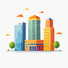 Obraz premium modern buildings in simple and clean geometric forms and vibrant colors
