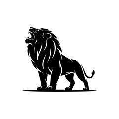 Royal heraldic lions. Black silhouette of rampant lion and griffins for logo or coat of arms. Premium wild animal crest symbols