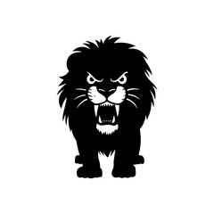 Royal heraldic lions. Black silhouette of rampant lion and griffins for logo or coat of arms. Premium wild animal crest symbols