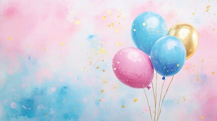 Pastel Balloons and Confetti.