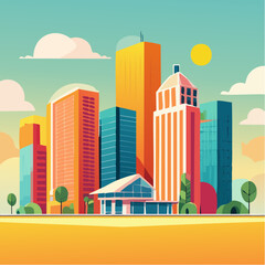 Obraz premium modern buildings in simple and clean geometric forms and vibrant colors
