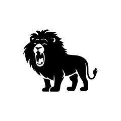 Royal heraldic lions. Black silhouette of rampant lion and griffins for logo or coat of arms. Premium wild animal crest symbols