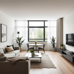 modern luxury apartment interior in minimal scandinavian style