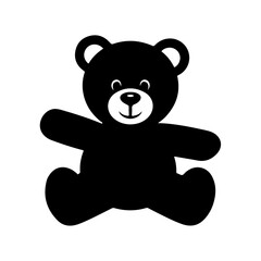 Sitting Teddy Bear Silhouette with Heart Ear Detailing