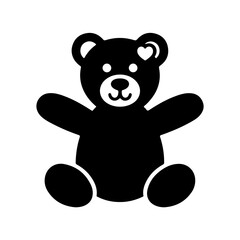 Sitting Teddy Bear Silhouette with Heart Ear Detailing
