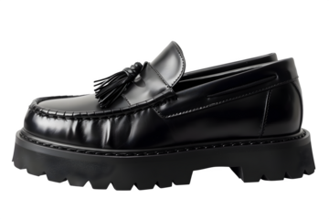 Black Platform Loafers, isolated on transparent background