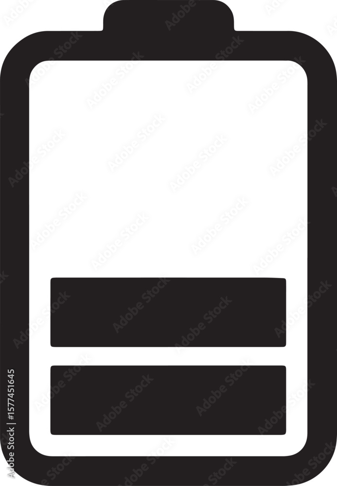 Poster simple battery indicator symbol icon vector graphic showing half level power charge
