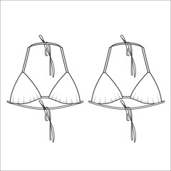Triangle Bra top design flat sketch fashion Illustration suitable for girls and Ladies, Triangle Swim sports bra for yoga, gym, running and sports activity