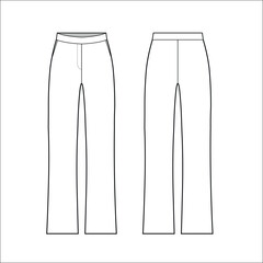 women regular straight leg pant flat sketch vector illustration