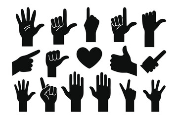 A versatile collection of hand gestures, featuring diverse hand positions, individual fingers, and arms, perfect for illustrations, icons, and volunteer or charity designs