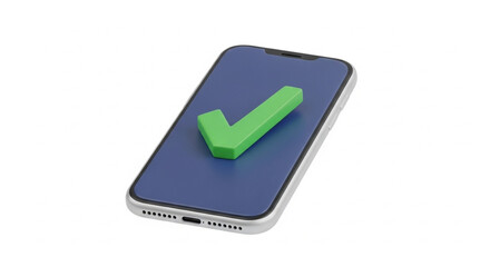 3D illustration of a smartphone with a tick symbol. Business and e-commerce online concept
