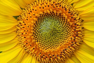 Close-Up of Sunflower: Seeds, Petals, Pollen, and Floral Patterns