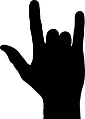 Obraz premium ASL I Love You Hand Sign Silhouette – Black Gesture Symbol