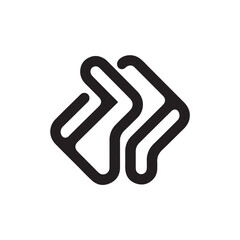 Obraz premium Two Unique Black Geometric Arrow Designs Intertwined Abstract Vector Graphic Minimalist Style