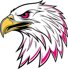 Obraz premium Bald American eagle head mascot vector illustration with a wild bird's head, beak, and feather design symbolizing freedom and nature