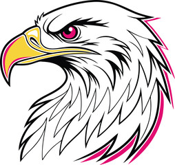 Obraz premium Vector illustration of a majestic bald eagle head, perfect for a tattoo design or mascot symbol, showcasing its wild nature and powerful beak