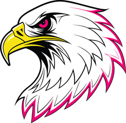 Obraz premium Vector cartoon illustration of a bald eagle head, a wild bird mascot symbol with a fierce beak and detailed feathers, perfect for logos or tattoos