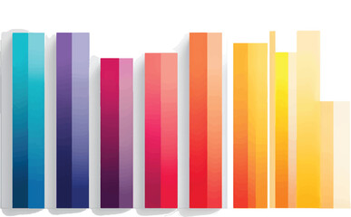 Vertical bar chart with gradient color bars and label on a transparent background
