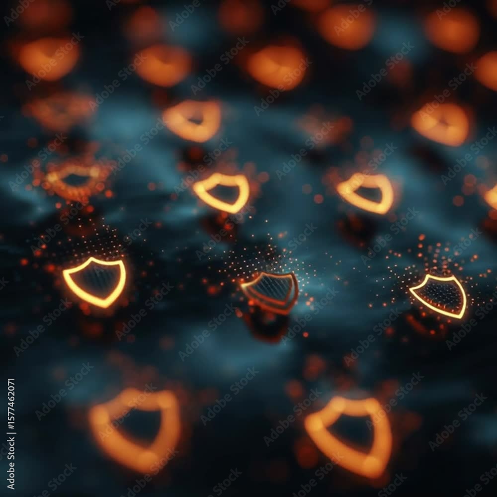Aufkleber network security architect. glowing digital shields are arranged in a grid, representing cybersecuri
