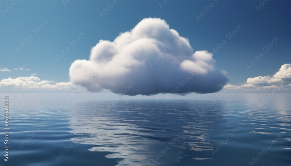 Wall mural 3d rendering natural background cloud floating above the water use for product display showcase mock