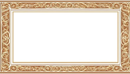 Obraz premium Ornate rectangular frame with detailed floral and scrollwork design, empty center.