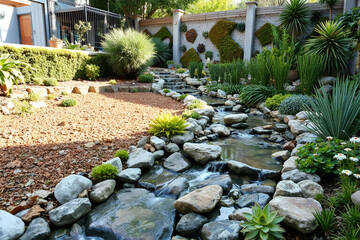 tropical garden with flowers