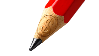 Red Pencil with Engraved Dollar Sign