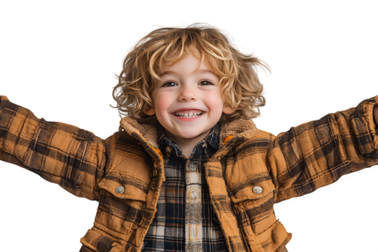 Happy boy jumping over white background - Powered by Adobe