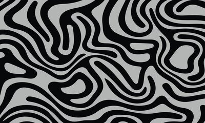 Abstract black and gray wavy lines pattern. Modern fluid background with organic shapes. Ideal for textiles, wallpapers, or digital art projects