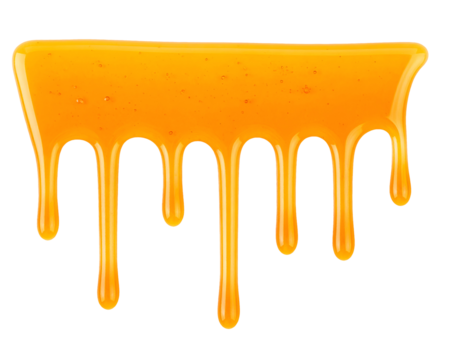 vertical elongated honey drip with smooth texture and sticky golden syrup flowing downward on isolated background
