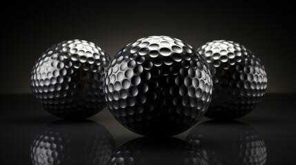 Dark Metallic Golf Ball with Shiny Dimpled Surface,