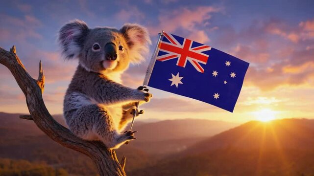 Koala with the Australian flag.