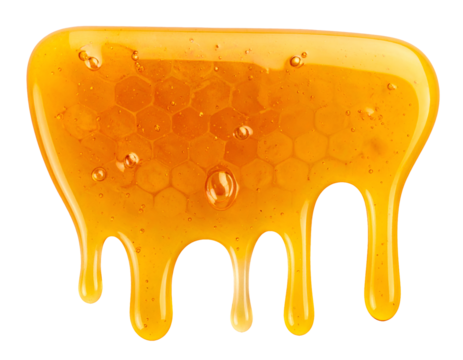 realistic honey dripping with subtle honeycomb texture inside golden syrup on isolated background for organic food and sweetener concept
