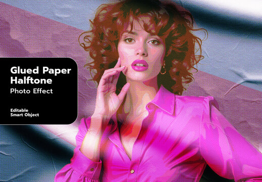 Glued Paper Halftone Photo Effect
