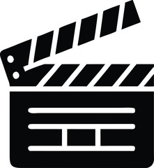 Classic black and white film clapperboard icon