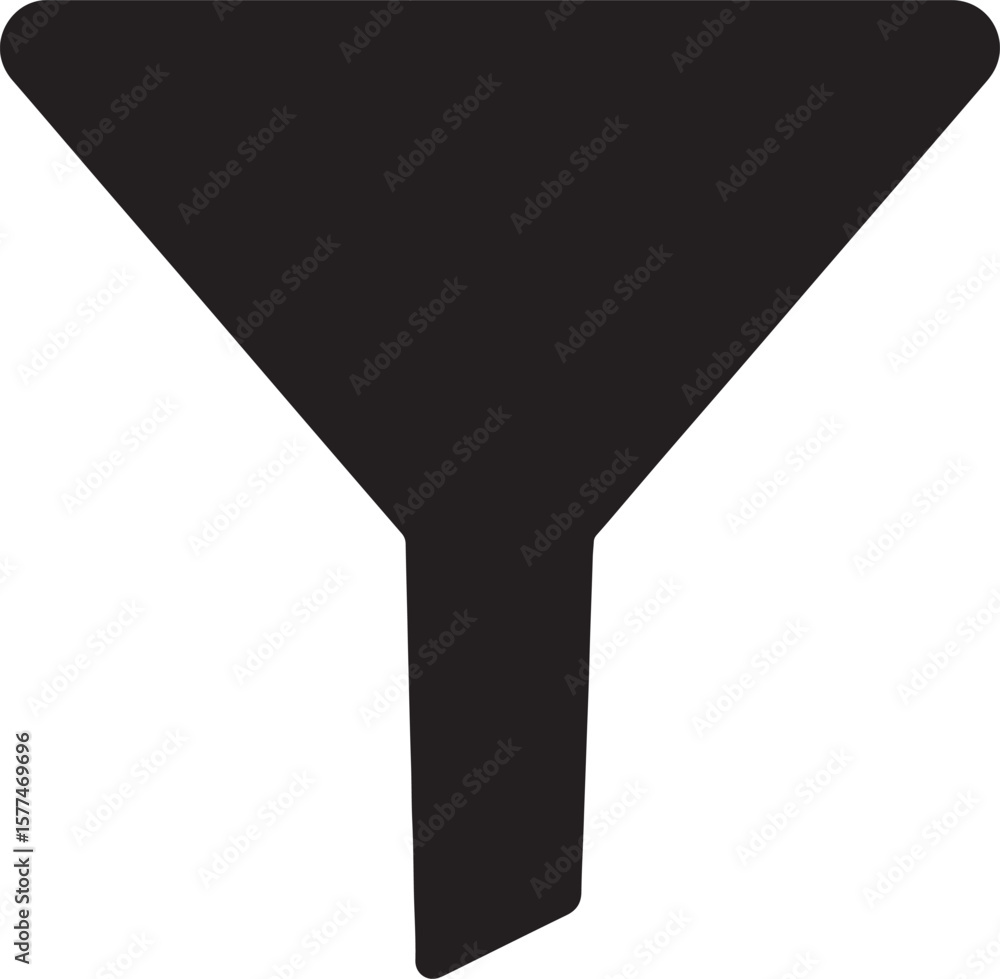 Poster simple black silhouette icon of a funnel representing filtering and data processing