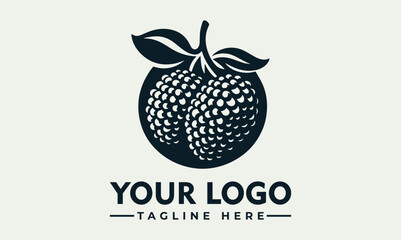 A stylized black and white logo featuring two lychee fruits with leaves.