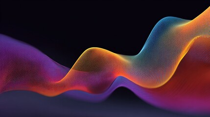 Colorful abstract wave, flowing ribbon with gradients on a dark backdrop