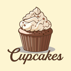 Cupcake logo vector letter design with shadow