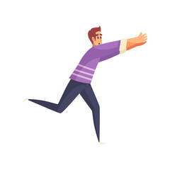 Dynamic Vector Man Running With Open Arms Ready 