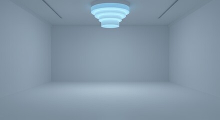Obraz premium Minimalist Modern Room with Layered Ceiling Light Fixture