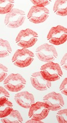 Red Lipstick Kiss Marks Pattern Background