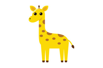 Obraz premium Cute baby giraffe cartoon vector illustration, isolated on white, perfect for a fun jungle or safari animal design
