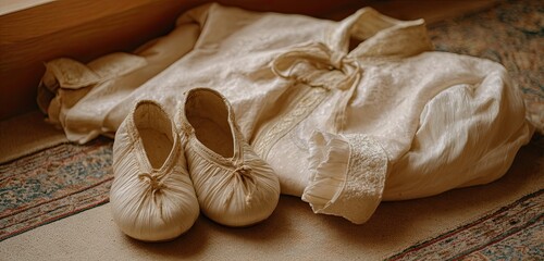 Sufi whirling dervish shoes and robe on ground